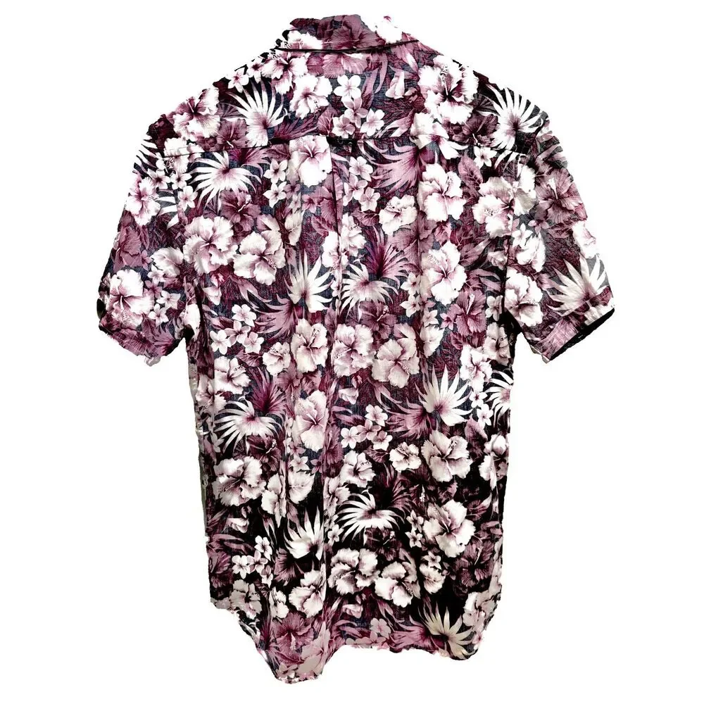 7 Diamonds Vintage Floral Button-Down Shirt Plum Purple Tropical Men's Medium - Picture 2 of 4